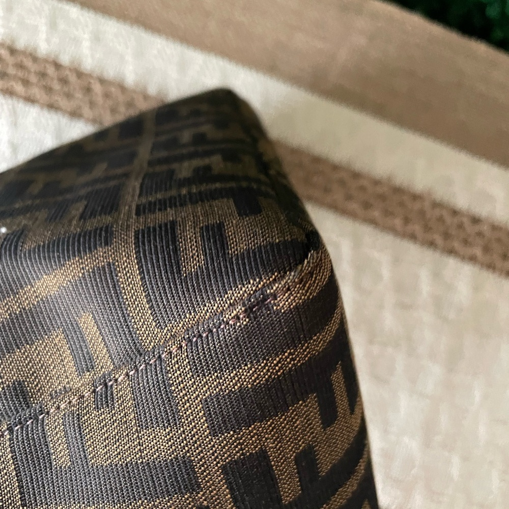 Fendi Brown and Dark Brown Zucca Logo Wristlet - Picture 10 of 13